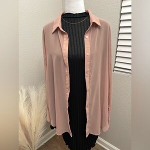 Hyfve - Sheer Mauve / Pink Sheer Swim Suit or Casual Wear Button Up